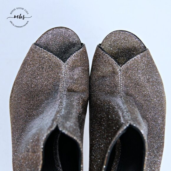 Brian Atwood BFliese Metallic Peep Toe Stilettos Silver Gold Women 7.5 - Picture 12 of 14